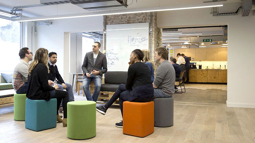 Staff in an informal meeting